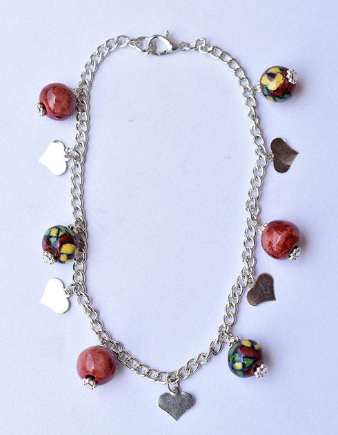 Anklets With Neerja Blue Pottery Beads in Brown