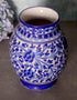 Jaipur Blue Pottery David Flower Vase 9 - White Base with Blue Flowers