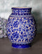 Jaipur Blue Pottery David Flower Vase 9 - White Base with Blue Flowers