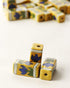 Blue Flower on Yelllow Base Color Rectangular Beads 25mm Set of 25pcs