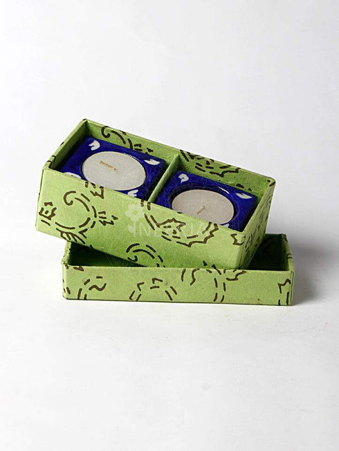 Brown Flower With White Leaves on Blue Base