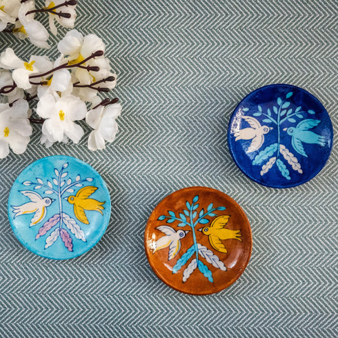 Blue Pottery Wall Hanging Plate Set of 3pcs.
