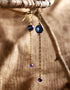Blue Pottery Bead with Chain Earrings (Blue)