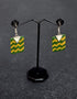 Flat Pendant Earrings ( Green & Yellow )