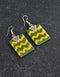 Flat Pendant Earrings ( Green & Yellow )