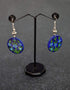 Round Pendant Earrings ( Blue & Green )