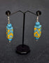 Blue Pottery Rectangle Bead Earrings (Turquoise)