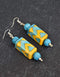 Blue Pottery Rectangle Bead Earrings (Turquoise)