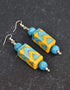 Blue Pottery Rectangle Bead Earrings (Turquoise)