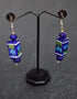 Blue Pottery Rectangle Bead Earrings (Blue)