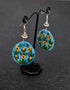 Reversible Oval Pendant Earrings ( Blue & turquoise)