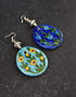 Reversible Oval Pendant Earrings ( Blue & turquoise)