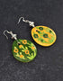 Reversible Oval Pendant Earrings ( Yellow & Green )