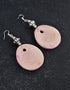 Oval Pendant Earrings ( Pink )