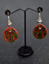 Round Pendant Earrings ( Red & Green )