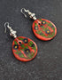 Round Pendant Earrings ( Red & Green )