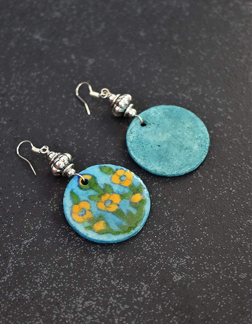 Round Pendant Earrings (Turquoise)