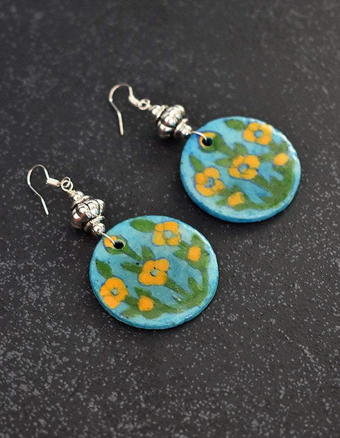 Round Pendant Earrings (Turquoise)