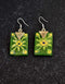 Flat Pendant Earrings (Green)