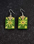 Flat Pendant Earrings (Green)