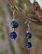 Two Bead Blue Pottery Earrings (Blue & Green)