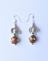 Metal Fish & Blue Pottery Bead Earrings