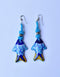 Fish Pendant Earrings Blue Body, assorted Colour Thread work & Tail)