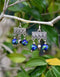 Blue Pottery Two Bead Earrings in Blue Colour