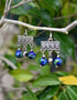 Blue Pottery Two Bead Earrings in Blue Colour