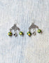 Blue Pottery Two Bead Earrings in Green & Yellow Colour