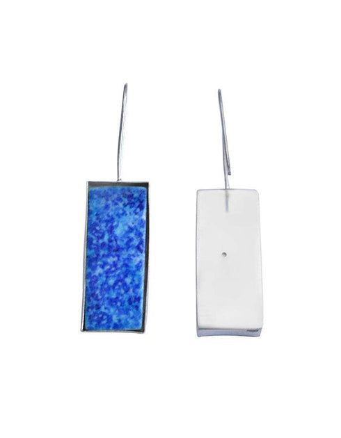 Rectangular Blue Pottery Earrings