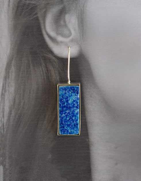 Rectangular Blue Pottery Earrings
