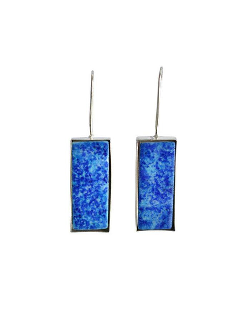 Rectangular Blue Pottery Earrings