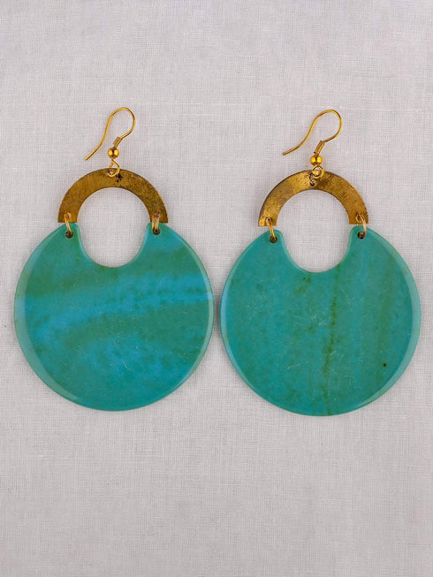 Sea Green Round Plastic Fashion Earrings