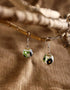 Single Blue Pottery Bead Earring (White)