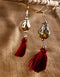 Blue Pottery Bead With Tassels Earring (Brown)