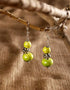Blue Pottery 2 Beads Earring Small (Lime Green)