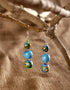 Blue Pottery 3 Beads Earrings (Turquoise & Yellow)
