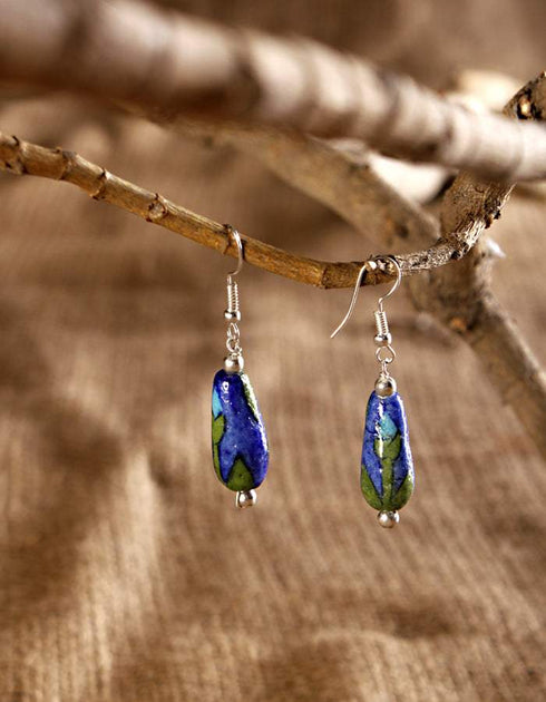 Drop Bead Earrings (Blue)