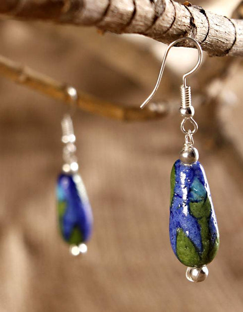 Drop Bead Earrings (Blue)