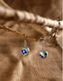 Single Blue Pottery Bead Earrings (White)