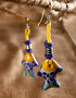 Fish Pendant Earrings (Blue & White Body, Assorted Colour Threadwork)