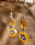 Flower Pendant Earrings (Yellow)