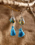 Blue Pottery Bead with Tassels Earrings (Turquoise)