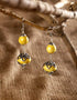 Blue Pottery 2 Beads Earrings Big (Yellow)