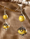 Blue Pottery 2 Beads Earrings Big (Yellow)