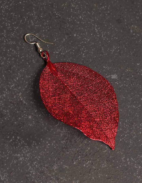 Red Leaf Metal Fashion Earring