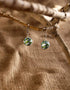 Single Blue Pottery Bead Earrings (Green & White)