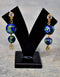 Blue Pottery 2 Bead Earring Blue & Green