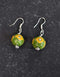 Single Blue Pottery Bead Earrings (Green &Yellow)